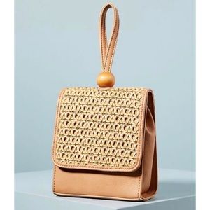 NWT Anthropologie Wisteria Woven Box Clutch Bag